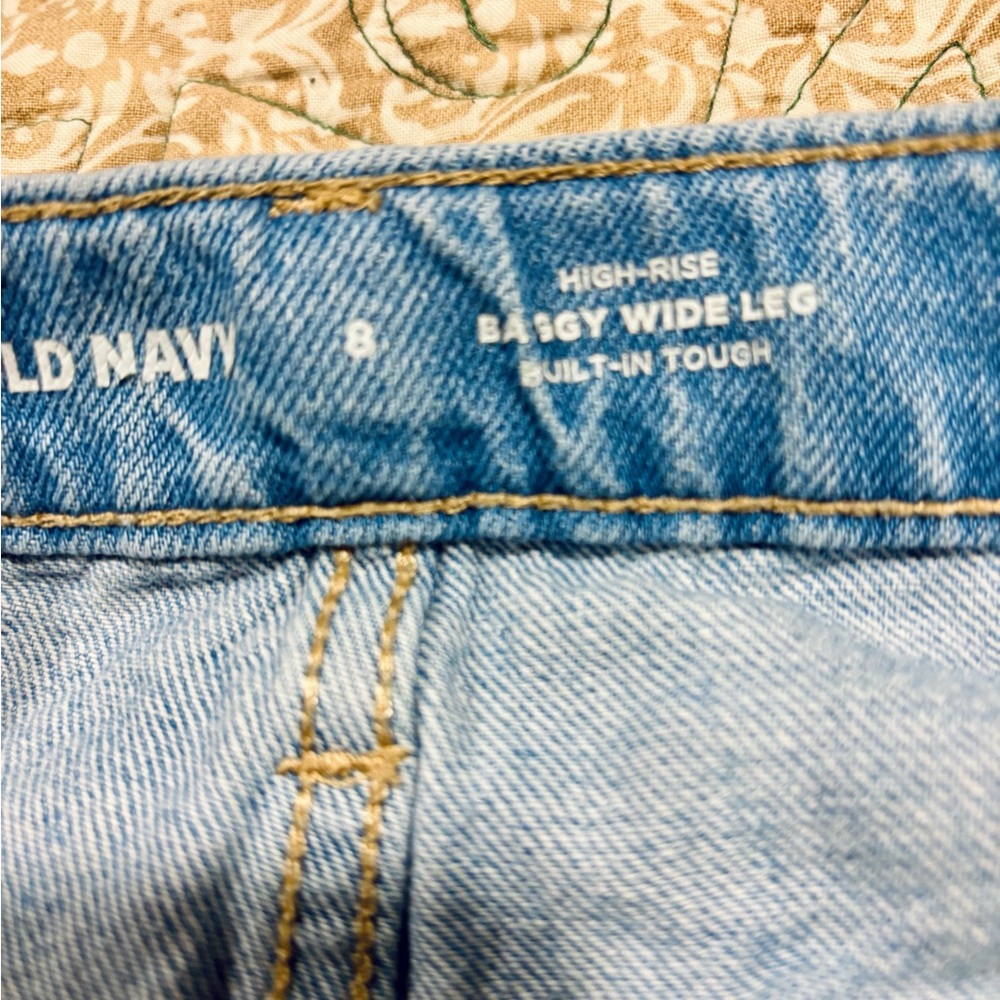 Old Navy Light Blue Wide Leg Distressed Jeans-Girls - Picture 8 of 8
